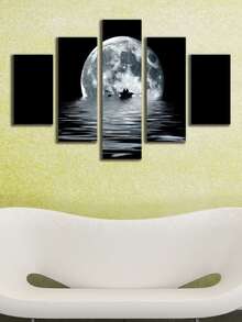 5pcs Moon Print Wall Painting Without Frame - Multicolor - View 8