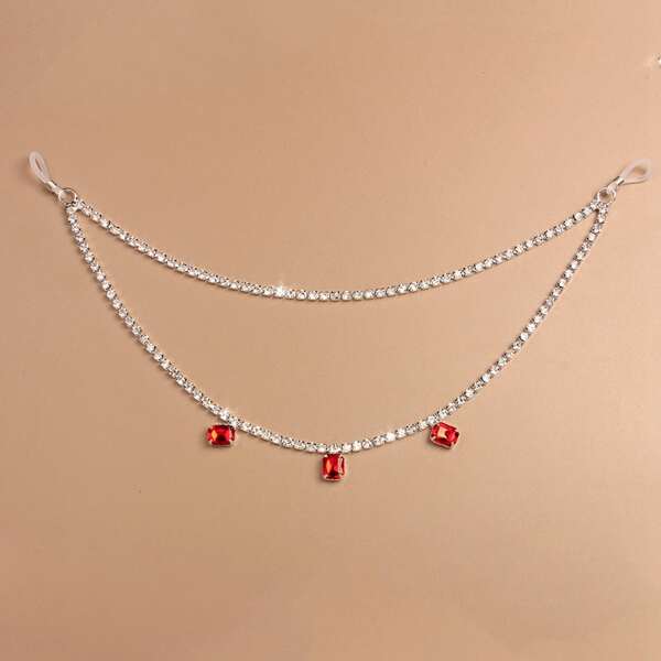 

Rhinestone Decor Nipple Chain, Silver