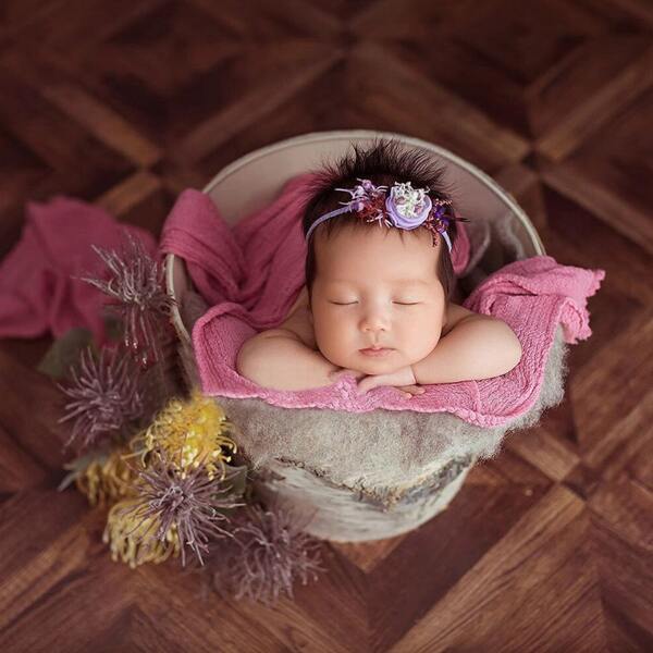 

Newborn Girl Wrap Blanket Photo Outfit, Dusty pink
