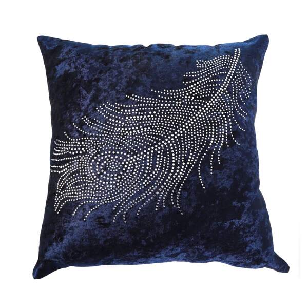 

Feather Pattern Cushion Cover Without Filler, Navy blue