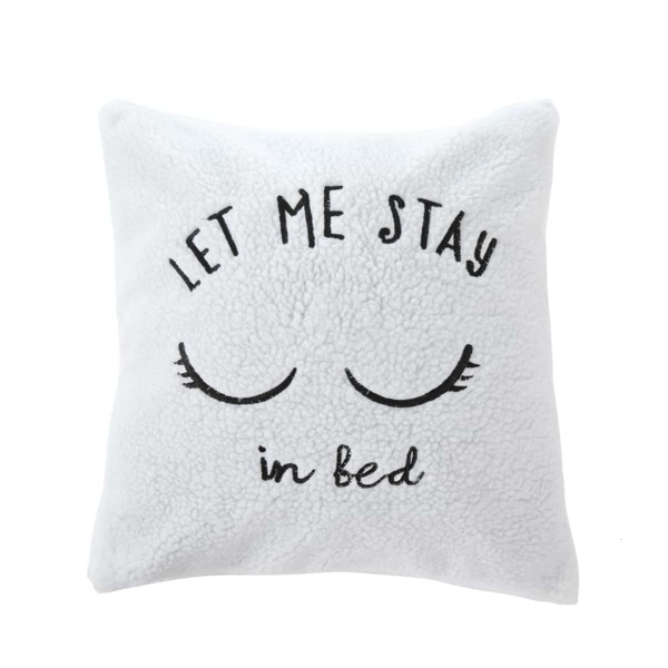 

Slogan Embroidery Cushion Cover Without Filler, White