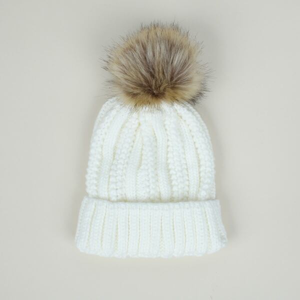 

Pom-pom Decor Beanie, White