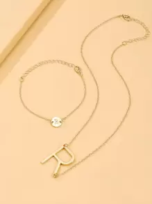 Vòng cổ & vòng tay trang trí chữ - Vàng - Xem 1