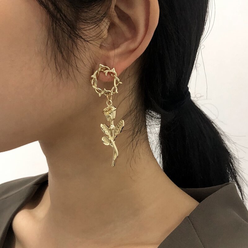

Flower Drop Earrings, Gold