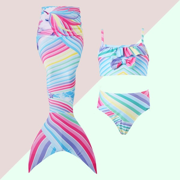 

3pack Toddler Girls Unicorn Mermaid Tail Bikini Swimsuit, Multicolor