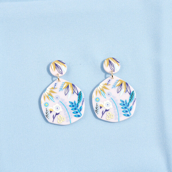 

Leaf Design Geometric Charm Drop Earrings, Multicolor