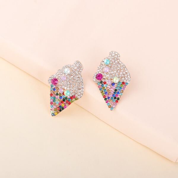 

Ice Cream Shaped Rhinestone Earrings, Multicolor
