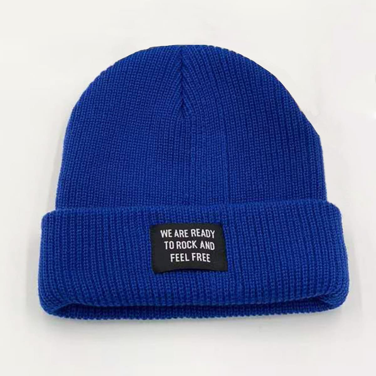 

Guys Letter Graphic Label Decor Beanie, Blue