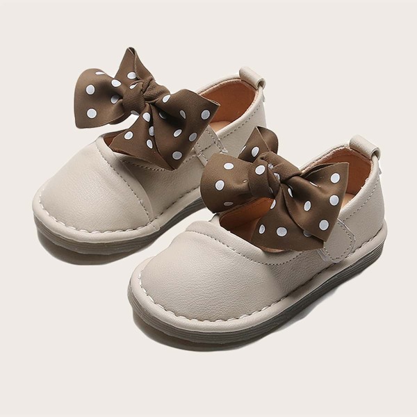 

Toddler Girls Polka Dot Bow Decor Flats, Beige