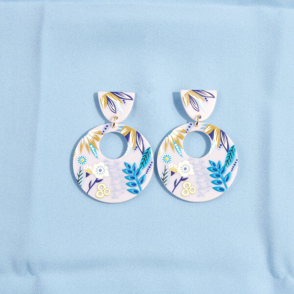 

Hollow Out Round Drop Earrings, Multicolor