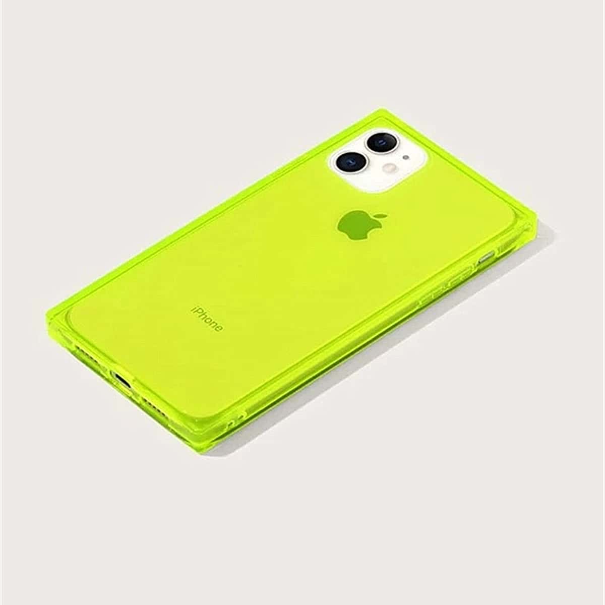 

Clear Square iPhone Case, Yellow clear neon