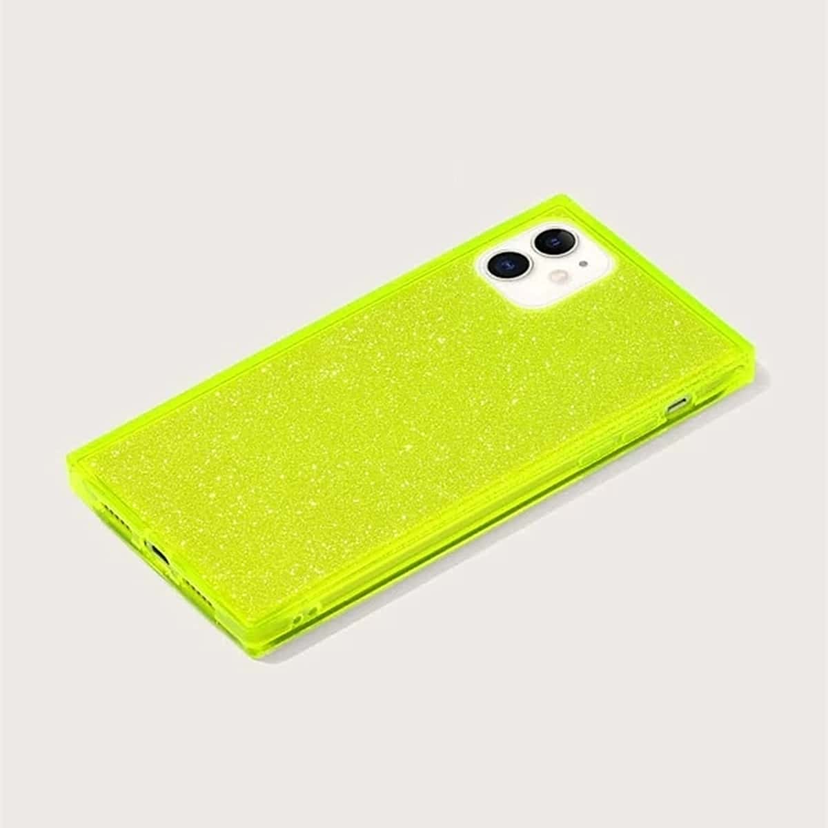 

Glitter Square iPhone Case, Yellow neon