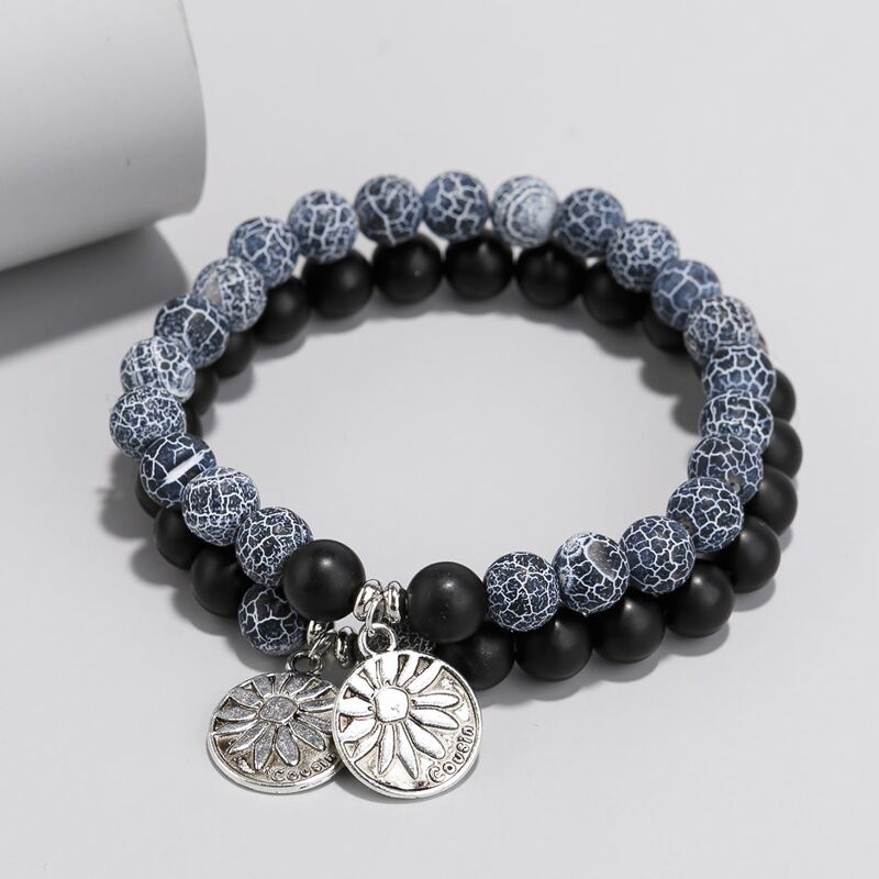 

Guys Round Charm Beaded Bracelet, Multicolor