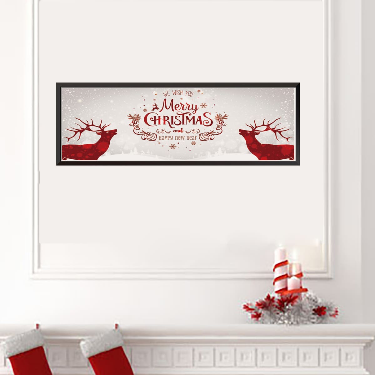 

Christmas Slogan Graphic Wall Painting Without Frame, Multicolor