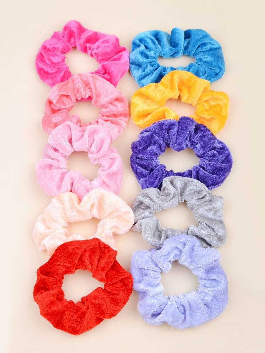 10入組小女童素色髮圈 - 彩色 - 查看 1