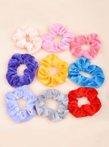 10入組小女童素色髮圈 - 彩色 - 查看 2