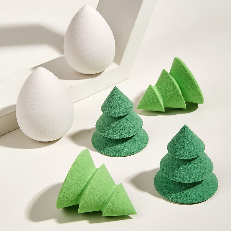 

6pcs Christmas Tree & Water Drop Shaped Sponge, Multicolor