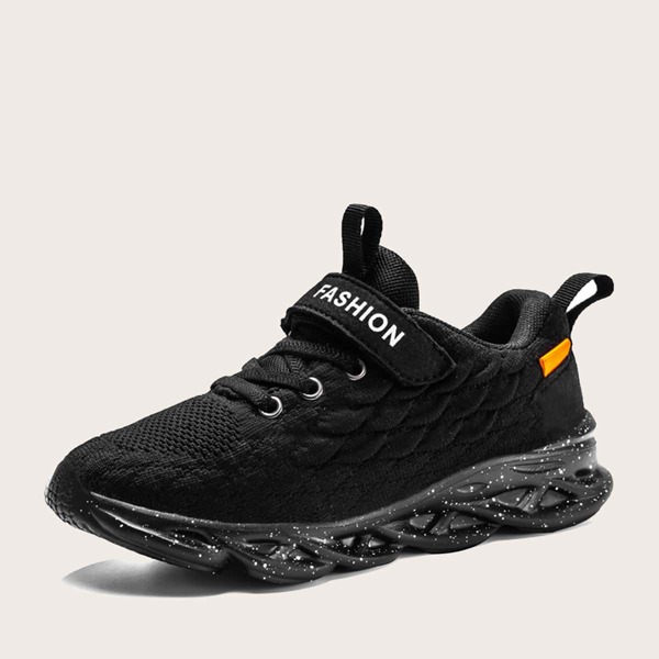 

Boys Fish Scale Design Velcro Strap Sneakers, Black