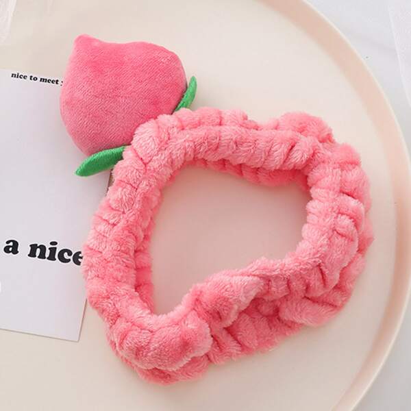 

1pc Peach Detail Bath Headband, Watermelon pink