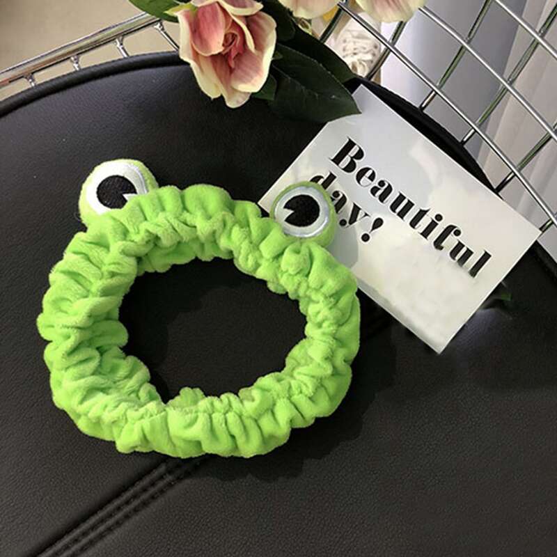 

1pc Cartoon Frog Eye Detail Bath Headband, Green