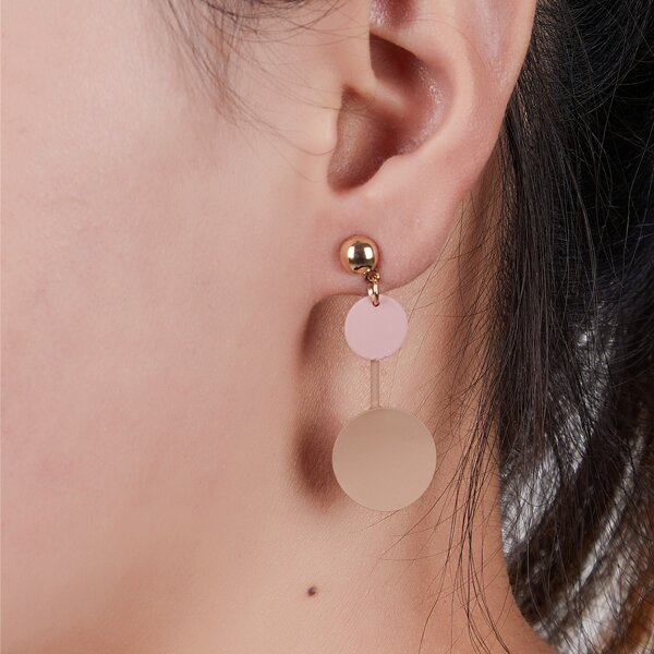 

Round Charm Drop Earrings, Gold