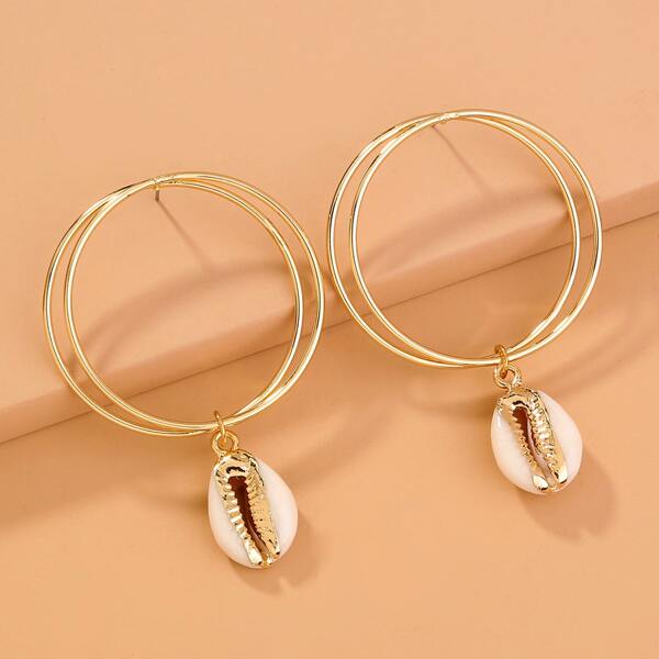 

Shell Charm Drop Earrings, Gold