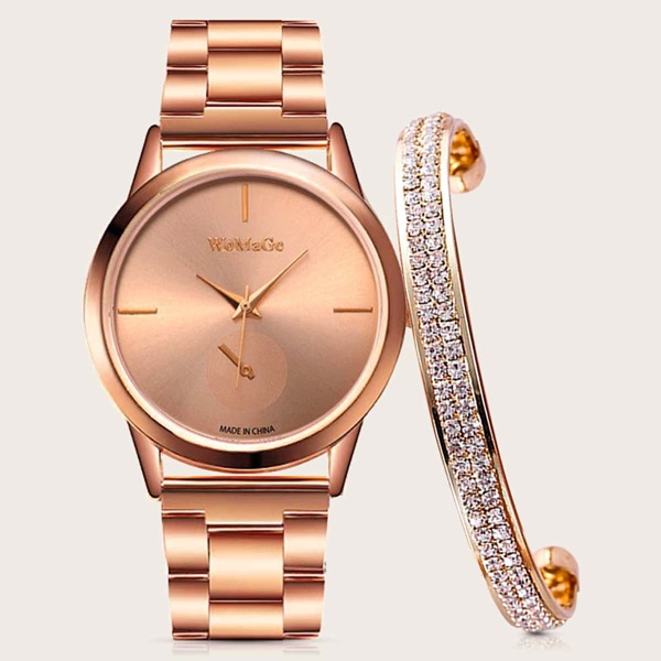 

1pc Round Pointer Quartz Watch & 1pc Bracelet