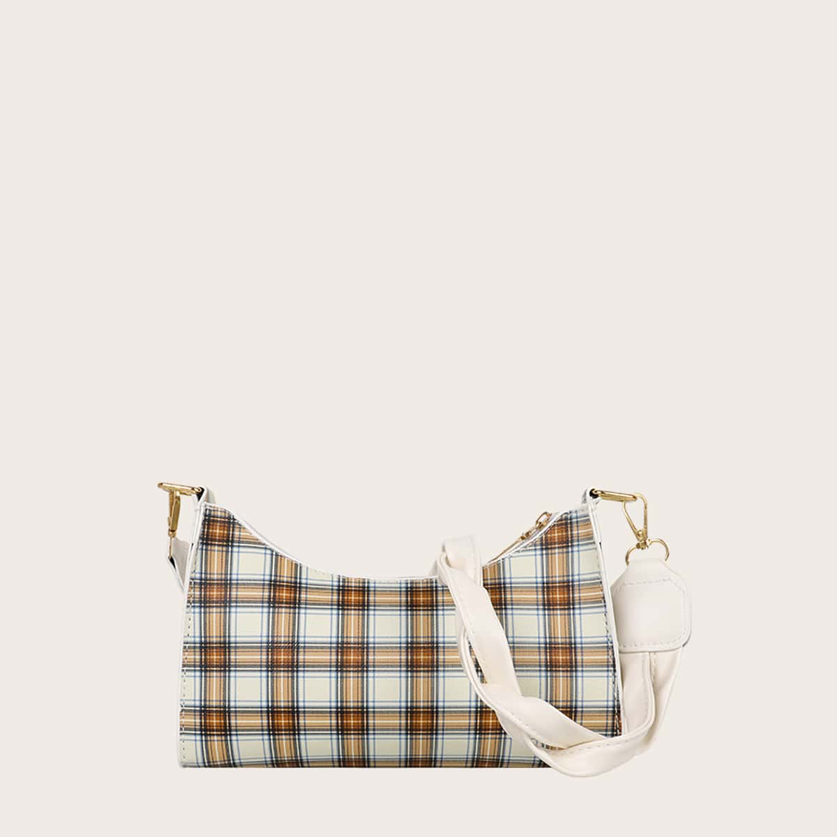 

Plaid Baguette Bag, Multicolor