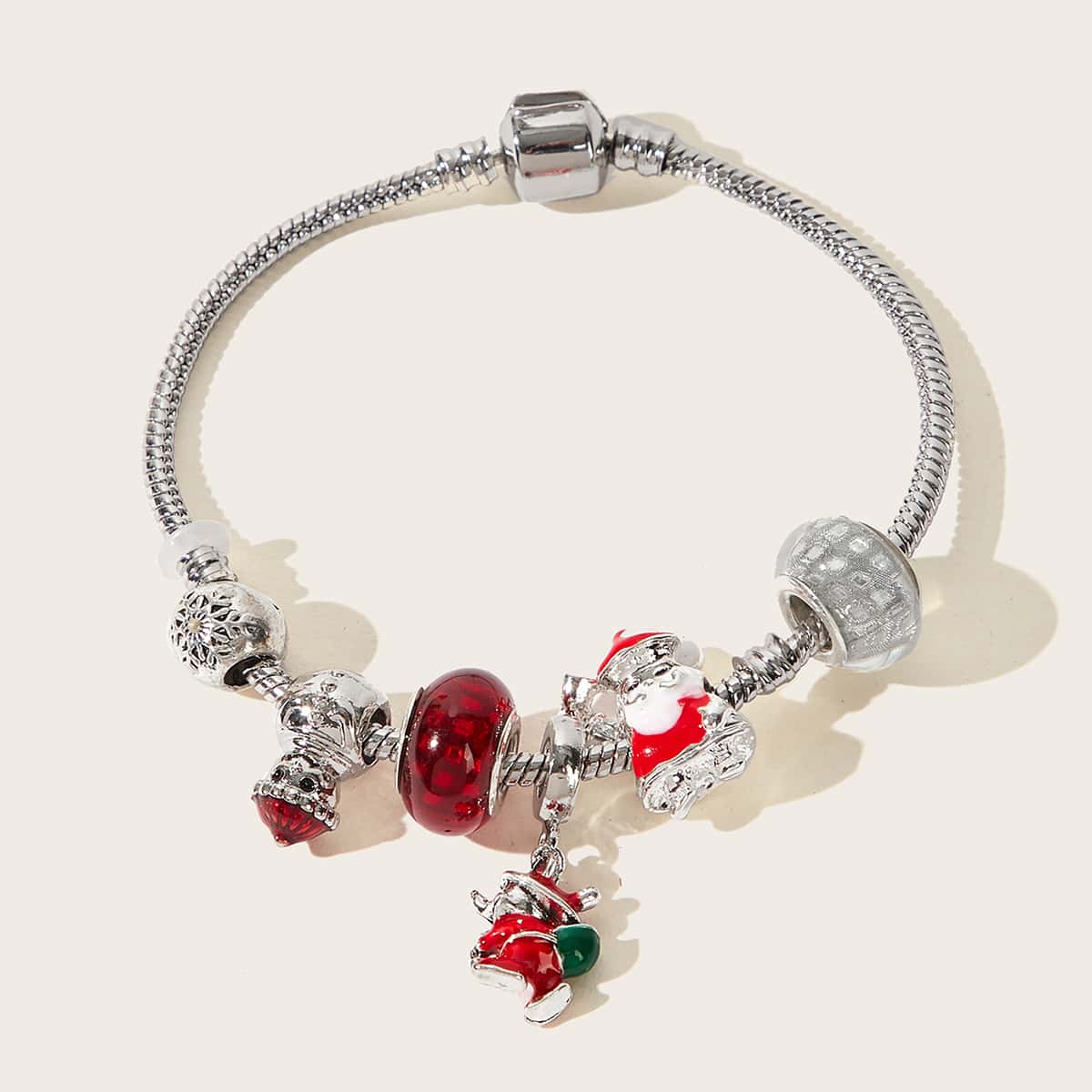 

Christmas Beaded Decor Bracelet, Silver