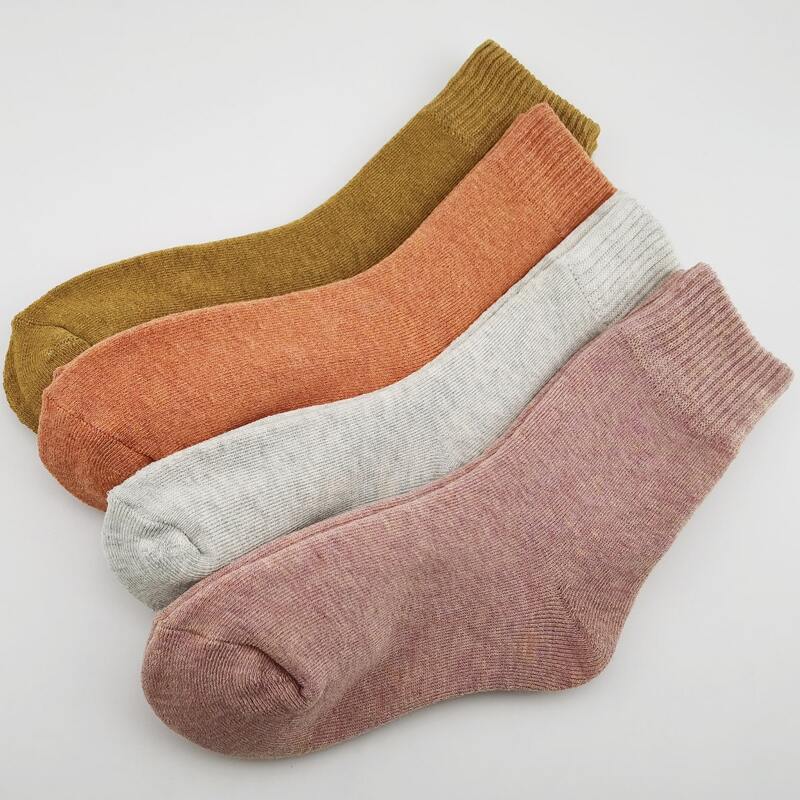 

4pairs Plain Crew Socks, Multicolor