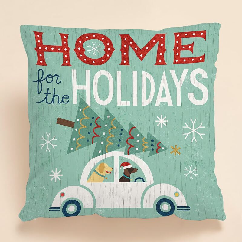 

Christmas Tree & Car Print Cushion Cover Without Filler, Multicolor
