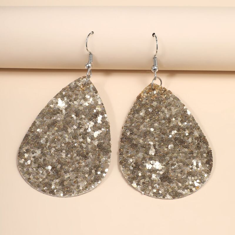 

Sequin Decor Water-Drop Earrings, Gold