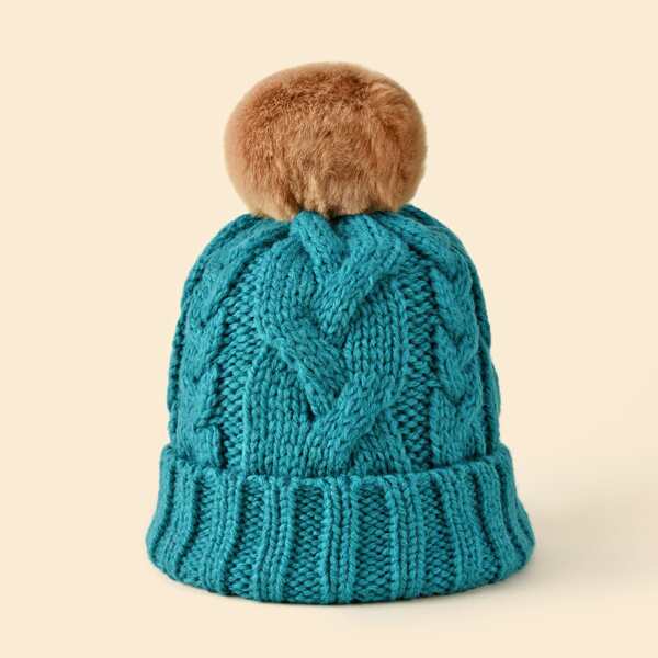 

Pom Pom Decor Beanie, Blue