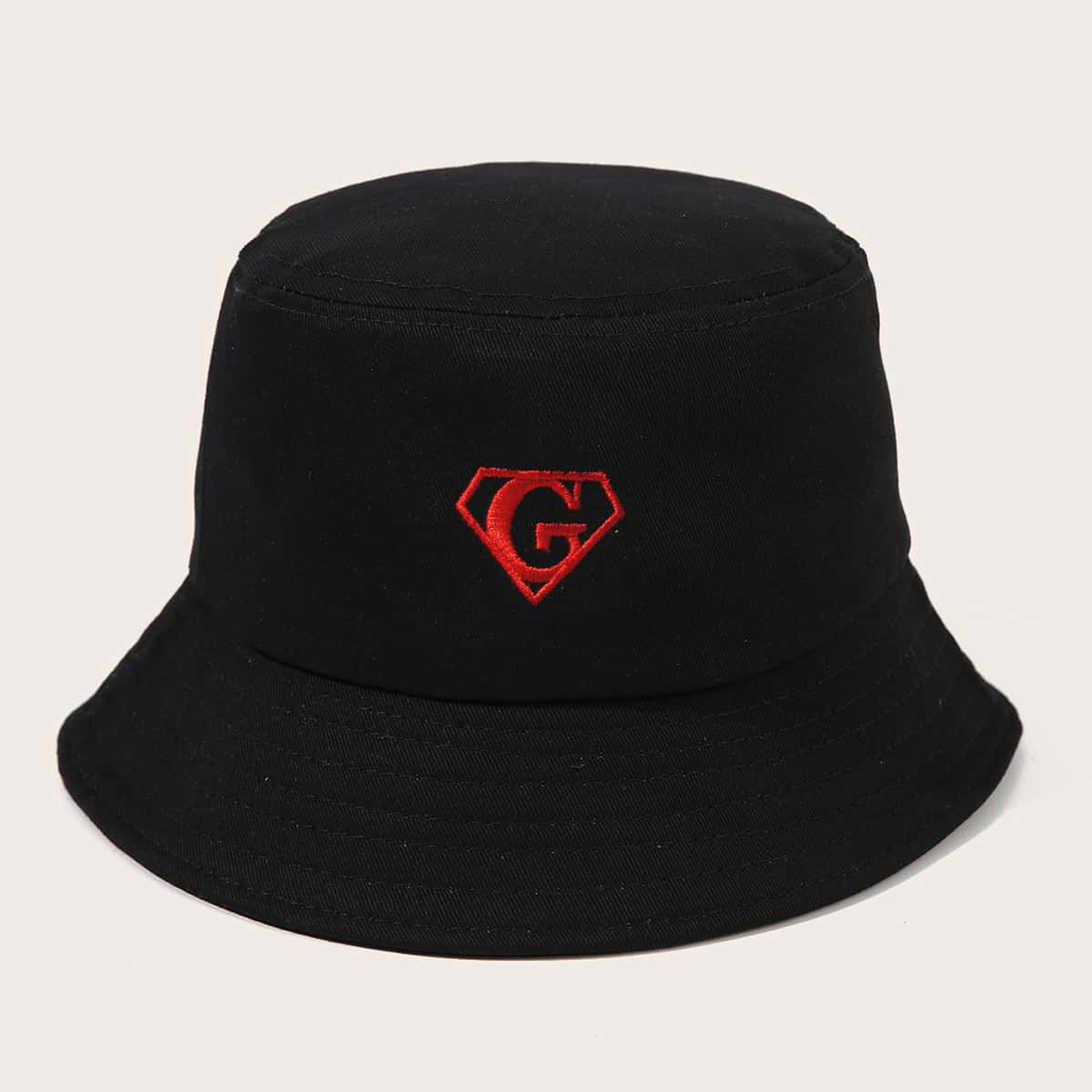 

Guys Letter Embroidery Bucket Hat, Black