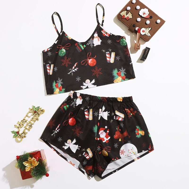 

Christmas Print Cami PJ Set, Multicolor