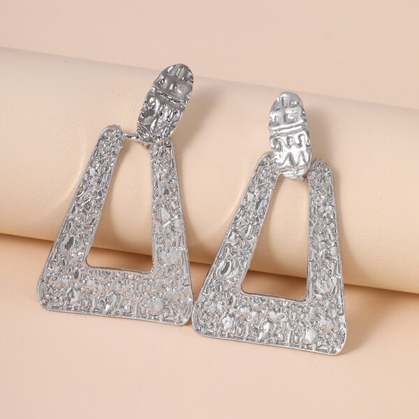 

Textured Geo Drop Earrings, Silver