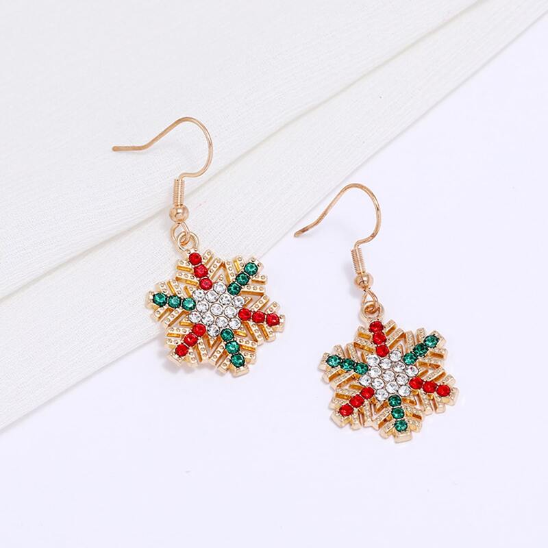 

Christmas Rhinestone Snowflake Drop Earrings, Multicolor