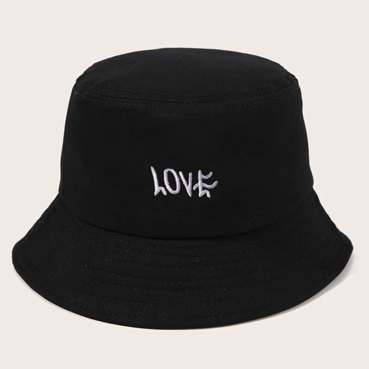 

Guys Letter Embroidery Bucket Hat, Black