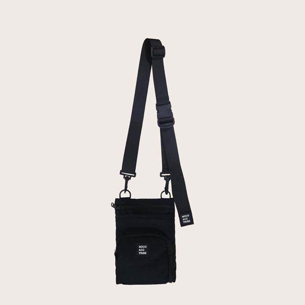 

Men Pocket Front Crossbody Bag, Black