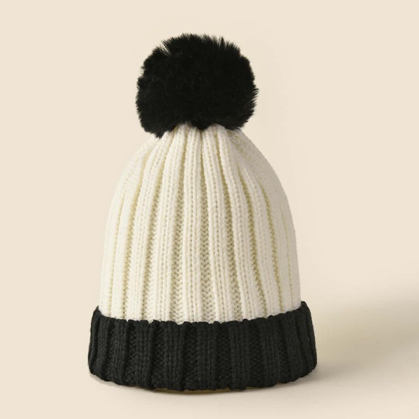 

Pom Pom Beanie, Black and white