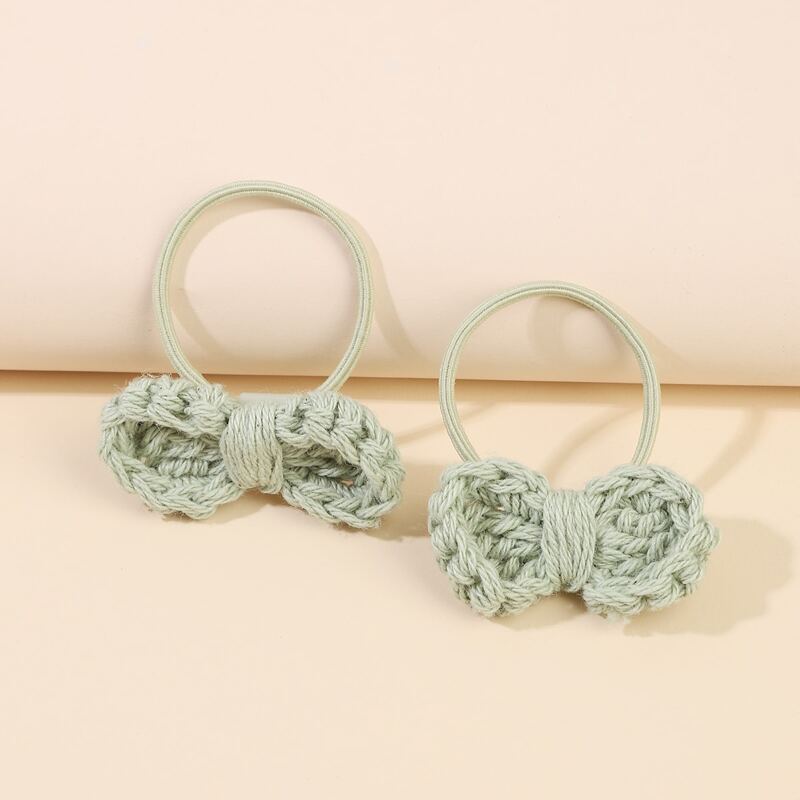

2pcs Bow Decor Hair Tie, Mint green