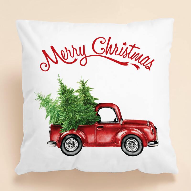 

Christmas Car Graphic Cushion Cover Without Filler, White