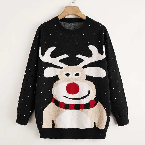 

Plus Christmas Print Sweater, Multicolor