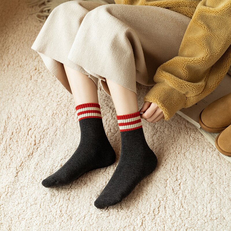 

Stripe Crew Socks, Black