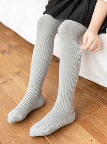 小女童素色褲襪 - 灰色 - 查看 3