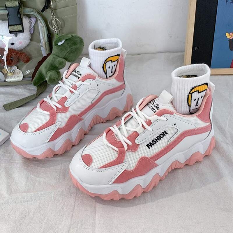 

Colorblock Lace-up Chunky Sneakers, Multicolor