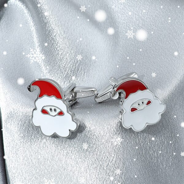 

1pair Men Christmas Santa Claus Cufflinks, Multicolor