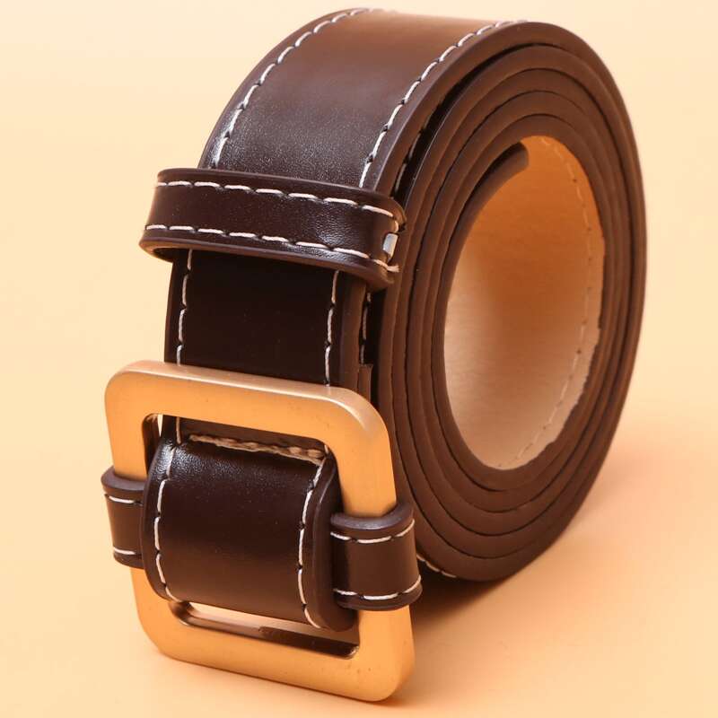 Square Buckle Belt, Coffee brown