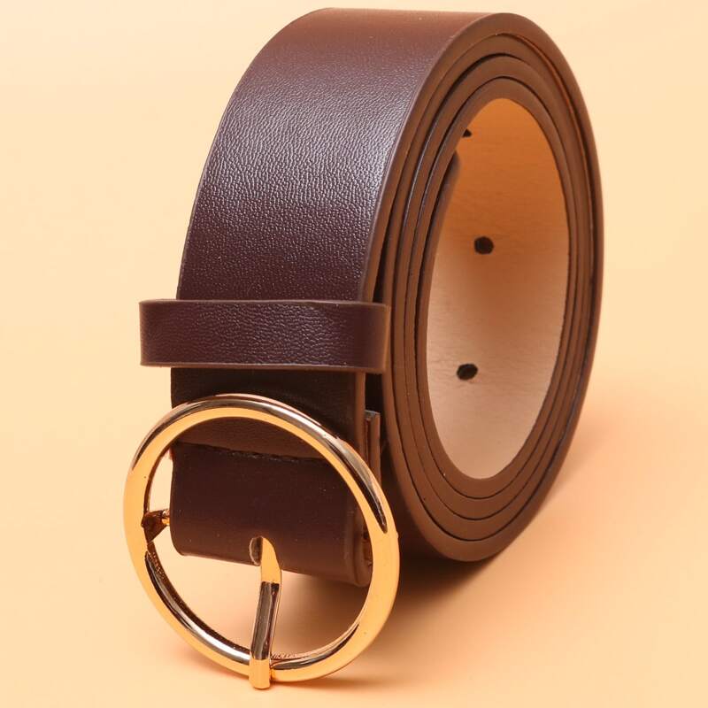

Round Buckle Belt, Coffee brown