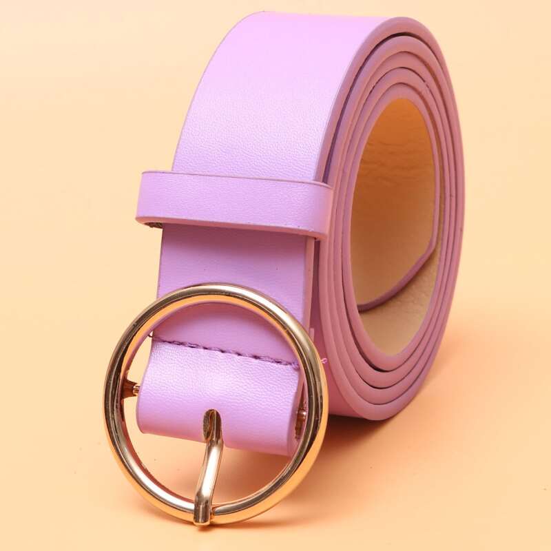 

Round Buckle Belt, Mauve purple